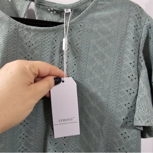 Green flutter sleeve blouse xl - Picture 3 of 6